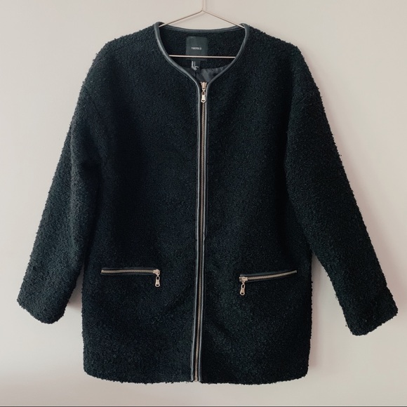 black fuzzy jacket forever 21